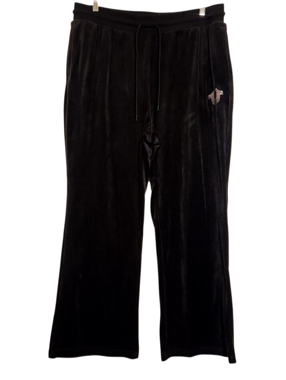 True Religion | Women’s Classic Black Velour Straight Legged Pants (Size XL)